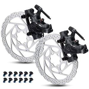 TOBWOLF 1쌍 기계식 디스크 브레이크 키트, 160mm 로터가 장착된 MTB 전면 및 후면 캘 , 듀얼 피스톤 세트, 산악 자전거용 자전거 액세서리, 로드 바이크, BMX - 블랙