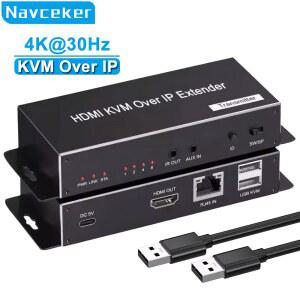 HDMI리피터 IP RJ45 이더넷 마우스 키트 200M 4K CAT6E6 수신기 KVM HDMI 케이블을 USB 키보드 송신기