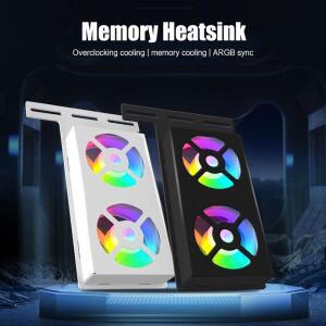 메모리 쿨러 오버클로킹 5V ARGB AURA SYNC 냉각 팬X2 PWM RAM 방열판 블랙/화이트