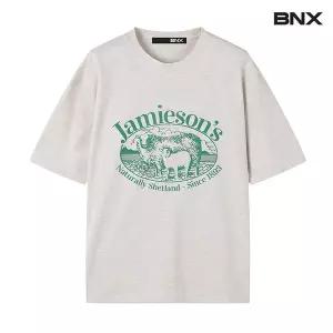 [롯데백화점]비엔엑스 자메이슨 프린팅 코튼 박스핏 반팔 티셔츠 (BW2TS038L0)