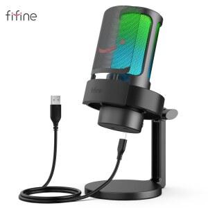 무선헤드마이크 PC MAC에서 스트리밍을 버튼 A8 출력 RGB 음소거 마이크 USB 헤드폰 위한 3가지 모드를 FIFINE 갖춘 터치