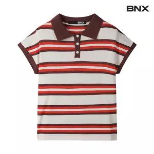 [롯데백화점]비엔엑스 카라 배색 스트라이프 데일리 반팔 니트 (BW2KP017L0)