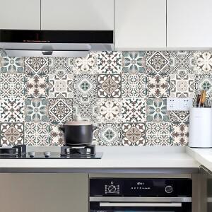 10pcs 블루 & 그레이 매트 표면 벽 스티커 필름 타일/지상 부엌 Backsplash 바닥 PVC 아트 벽지 껍질 스틱