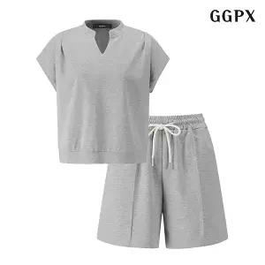 [롯데백화점]지지피엑스 캐쥬얼 V넥 반팔 티셔츠 반바지 셋업 (GOBOW005D)