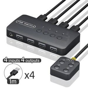 컴퓨터동글이 USB KVM 스위치 마우스 컴퓨터 프린터 공유 키보드 공유기 4출력 어댑터 스위처 2입력