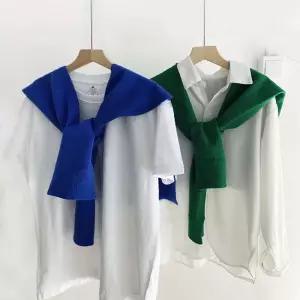 어부바 어깨숄 가디건 페이크 10color 무지 니트