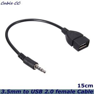 15cm 오디오 변환 라인 자동차 AUX 케이블 A  OTG 어댑터 암 3.5mm 남성 잭-USB 2.0