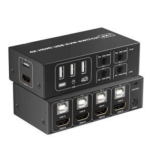 HDMI분배기 포트 HDMI KVM 키보드용 데스크탑 PC 4K 마우스 IN 60HZ 공유 선택기 USB 스위치 모니터 OUT