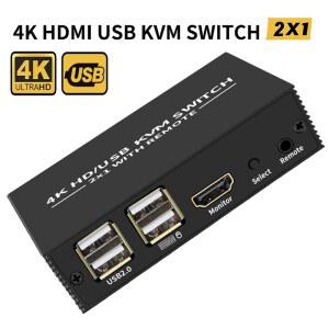 HDMI분배기 HDMI KVM 스위치 공유 허브 데스크탑 모니터 2X1 포트 OUT 선택기 키보드 마우스 USB 4K IN
