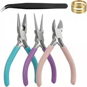3pcs 주얼리 플라이어 세트 제작 도구용 바늘 코 둥근 및 와이어 커터 수리