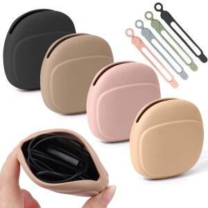 4 PCS 헤드폰 정리함 및 실리콘 케이블 타이, 보관용 파우치 / USB 플래시 드라이브 열쇠 미니 립스틱 코드 와인더 홀더 가정 또는 직장용 키퍼 관리자