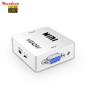 1080P 미니 소형 비디오 컨버터 VGA to RCA AV 변환기 (3.5mm 오디오 포함) VGA2AV / CVBS + PC HDTV