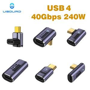 UGOURD USB4 어댑터 C Thunderbolt 3/4 40Gbps OTG 연장 케이블  남성-여성 변환기 노트북 용