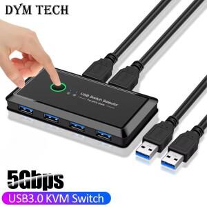 USB 3.0 KVM 스위치 어댑터 2 입력 4 출력 PC 노트북 키보드 마우스 프린터 용 공유 스위처 컨트롤러 허브
