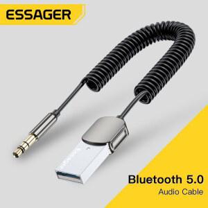 블루투스동글이 ESSAGER 블루투스 오디오 USB 리시버 AUX 핸즈프리 BT 차량용 전송 5MM 동글 키트