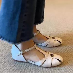 천진반 여친 여름 빈티지 단화 웨지 힐 신발 데일리룩 속가죽 웨지힐 헤어 샌들 백 펀칭 KUK2