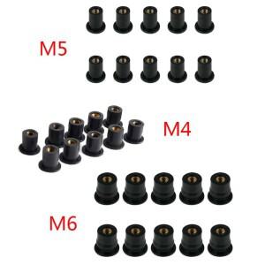 M4/M5/M6 고무 웰 너트  블라인드 패스너  윈드스크린  바람막이  페어링  카울 액세서리  바이크 오토바이