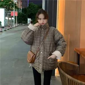 모노위크 체크 양면 리버시블 루즈핏 캐주얼 힙 숏패딩_P312925397 3320398