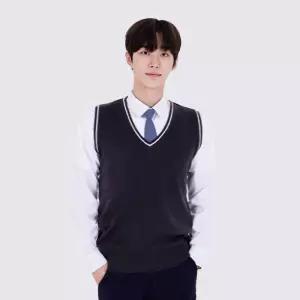 교복몰 보풀방지 그레이화이트 롱 조끼(남자) 교복
