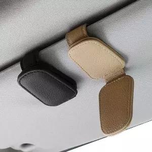선글라스 홀더는 자동차 선쉐이드에 적합합니다 자석 가죽 클립 및 티켓 액세서리