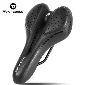 WEST BIKING 자전거 새들 MTB 산악 도로 시트 PU 가죽 젤 무통 사이클링 쿠션 BMX 편안한 충격 방지 부품
