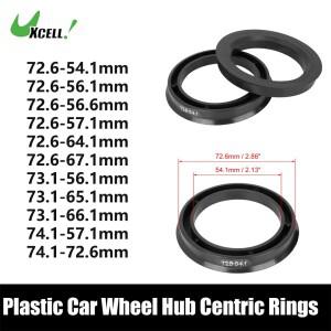 Uxcell 4피스 플라스틱 72.6mm OD ~ 54.1mm ID 자동차 허브 중심 링 휠 보어 센터 스페이서 블랙