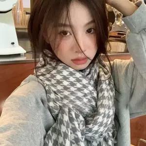 여성 하운드체크 겨울 포근한 머플러 목도리 겨울용품 겨울모자 방한넥워머