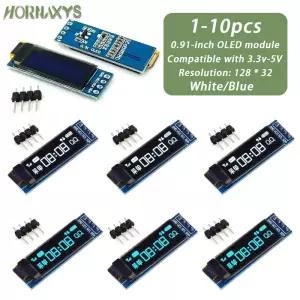 I2C OLED 디스플레이 모듈 0.91인치 SSD1306 화이트/블루 스크린 드라이버 DC 3.3V~5V 아두이노용