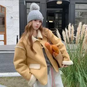 무천도사 여사친 여성 페이크 코트 일체형 가죽 자켓 퍼 KKE1
