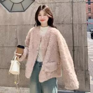 무천도사 여사친 여성 페이크 코트 일체형 가죽 자켓 퍼 KKE1