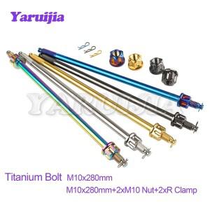 Yaruijia 바이크 오토바이 휠 센터 베어링 세트  액세서리용  M10 x 280mm  너트  2xR 클램프