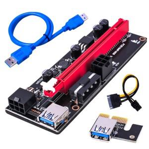 PCI-E 라이저 009S 1X 16x 익스텐더 E USB 듀얼 6 핀 어댑터 카드  SATA 15 핀  BTC 3.0 그래픽 카드용