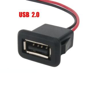 2/4 와이어 USB 2.0 암 전원 잭 케이블이있는 2Pin 충전 포트 커넥터 전기 터미널 소켓