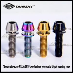 TAIMEILI 1피스 티타늄 합금 나사 m5x16/18/20 콘 헤드 비 오픈 와셔 자전거 장착
