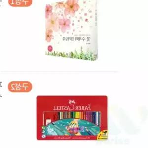 수채색연필 틴 48색 세트+꽃 수채화 컬러링북 색칠공부색연필