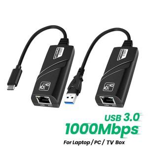 10/100/1000Mbps USB 3.0 타입 C에서 RJ45로 유선 랜 이더넷 어댑터 카드 커넥터 컴퓨터 노트북 맥북 호환