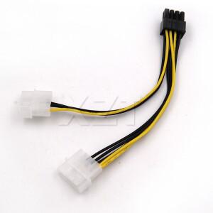 6인치 2 x Molex 4핀 - 8핀 PCI Express 비디오 카드 Pci-e ATX PSU 전원 변환기 케이블 어댑터