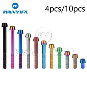 Wanyifa 티타늄 볼트 M6x10 15 16 18 20 25 30 35 40 45 50 55 60 65mm 테이퍼 헤드 자전거 브레이크 육각