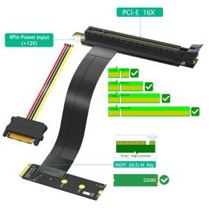 M.2 NGFF 키 M-PCI-e 16x GTX1080ti RX580 그래픽 카드 라이저 어댑터 Nvme-PCI-e PCI-Express 16X 연장 케