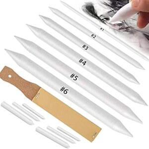 학생 예술가 스케치 드로잉 도구를 위한 사포 연필깎이 포인터가 있는 NOROCME 12 PCS 블렌딩 스텀프 토르티리온 페이퍼 아트 블렌더