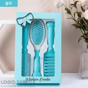 헤어브러쉬3종셋트 블루 롤빗 샴푸브러쉬 빗 헤어브러쉬 탱글티저