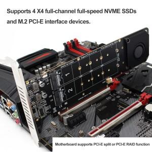PCI Express 4.0 X16-4 포트 NVME RAID 카드 어댑터 M 키 4 4x32Gbps M2 확장 카드(2280/2260/2242/2230용)