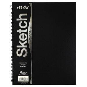 UCREATE 폴리 커버 스케치북 헤비급 9인치 12인치 블랙 75장