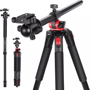 센터 컬럼과 볼 헤드 알루미늄 아르카 타입 QR 플레이트 가방 DSLR 카메라용 수평 삼각대 오버헤드 마운트