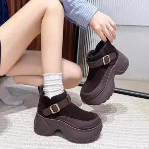 팽블몰 여친 블랙 워커힐 송편 통굽 워커 봄가을 키높이 슬림 앵클부츠 HO3
