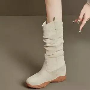 팽블몰 여자 가을 빈티지 사이드지퍼 슬림워커 통굽 워커힐 속가보시 롱부츠 HO3