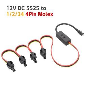 DC 5525-SATA 하드 드라이브 전원 공급 장치 케이블  12V-4 핀 몰렉스 HDD 스텝 다운 전압 조정기