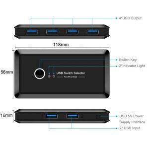 캡쳐보드 KVM 스위치 USB 허브 프린터 모니터 키보드 PC 마우스 포트 선택기 2X4 스위처 공유