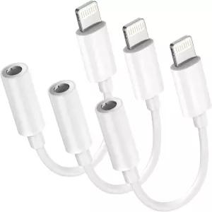 MFi 인증 3팩 라이트닝 3.5mm 헤드폰 잭 어댑터 DAC 헤드폰/이어폰 하이파이 오디오 동글 및 자동차 보조