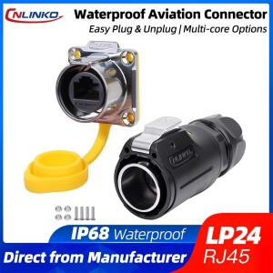 CNLINKO LP24 방수 RJ45 커넥터 IP68 실외 산업용 이더넷 LAN 모듈형 잭 네트워크 케이블